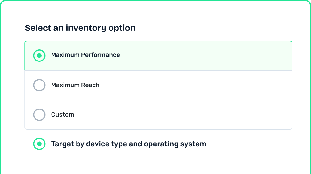 An image of AI inventory recommendations for maximum performance, reach, and more. 