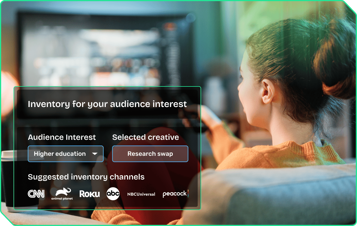 Image illustrating a CTV campaign connecting with customers through premium TV inventory.