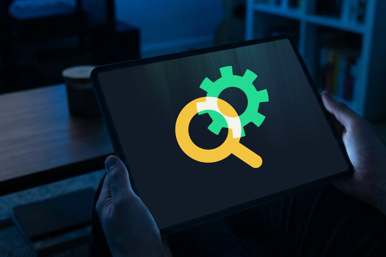 Image of an ipad with a search icon on it representing Performance TV 