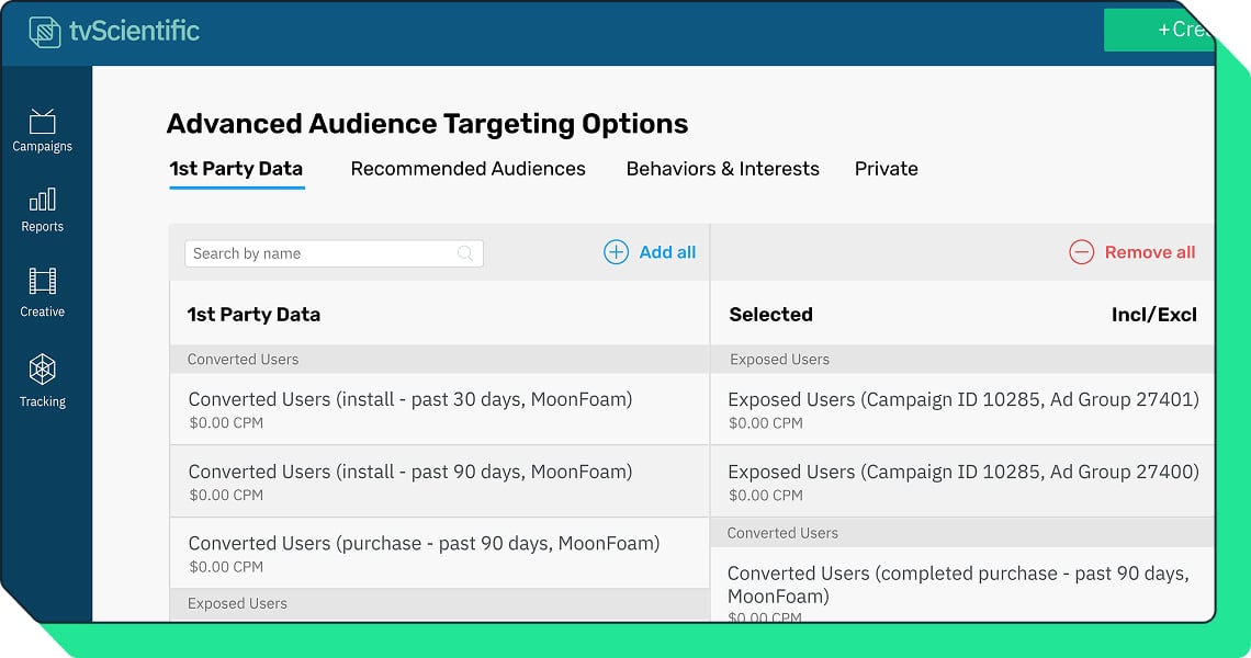 Advanced audience targeting options