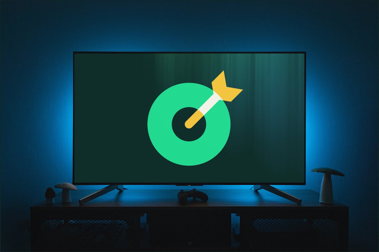 TV in a living room with an icon representing a targeted ad