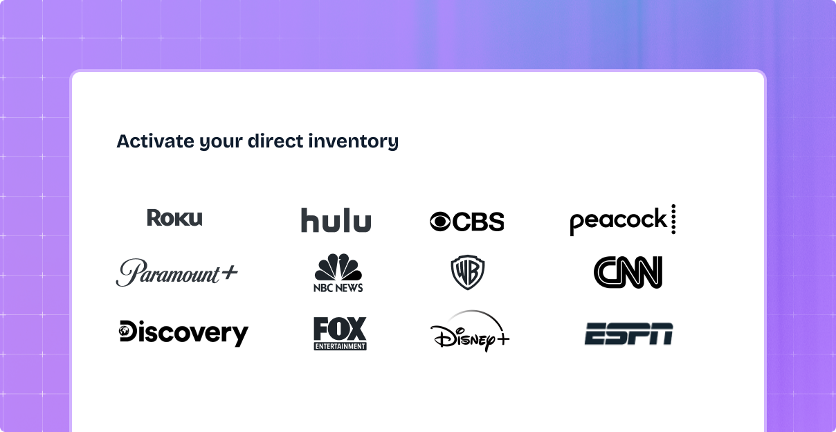 Inventory recommendations image that illustrates AI suggesting the best inventory, including Roku, Hulu, CBS, and more.